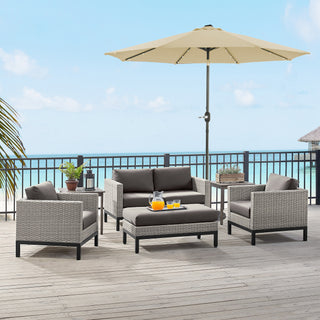 9-ft Aluminum Navy/ Lake Blue/ Tan/ Red Crank Market Patio Umbrella with Lights