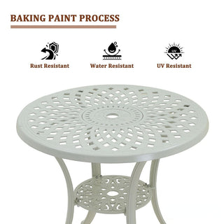 31" Round Cast Aluminum Outdoor Bistro Table with 1.9" Umbrella Hole, Antique Bronze Patio Table