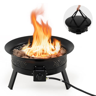 24.5 Inch Portable Propane Fire Pit with Carry Strap and Folding Legs