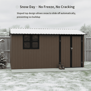 12x10 FT Metal Garden Shed Outdoor Storage, Multi-Color (White/Black/Grey/Brown) with Window & Shelving, Heavy Duty Garden Tool Shed for Backyard & Patio