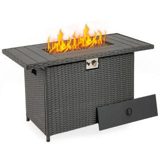 44.5 Inch Propane Fire Pit Table Rattan Gas 2-in-1 with Stainless Steel Burner