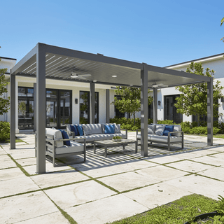 Aluminum Double Pergola Gazebo with Adjustable Louvered Roof & LED