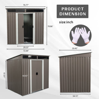 6X5 FT Steel Outdoor Storage Shed with Window and Clear Roof Panel, Rustproof Tool Organizer for Backyard