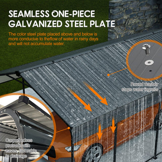 12 x 20 FT Heavy Duty Metal Carport, All-Weather Galvanized Outdoor Car Shelter for Car, Boat & Truck Protection