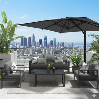 10 Ft Square Large Cantilever Patio Umbrella with 360° Rotation & Tit Adjustment and Heavy Duty Offset Polyester Canopy Deck Umbrella without base