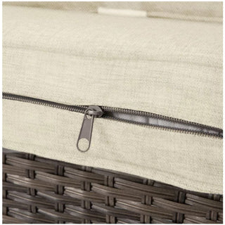 2-Piece Wicker Patio Conversation Set with Beige/Gray Cushions & Coffee Table