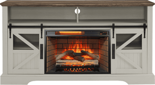 60 Inch Electric Fireplace Entertainment Center With Door Sensor-Dark Rustic Oak