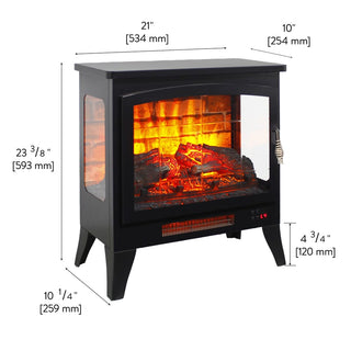 21-Inch Freestanding 3-Sided Electric Fireplace Stove Heater with 3D Flame Effect & Remote Control
