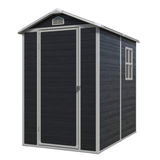 Resin Outdoor Storage Shed Kit, Weatherproof Backyard Organizer for Patio Furniture, Black