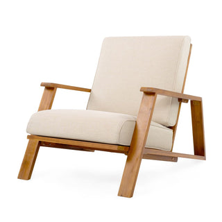 Patio Lounge Chair, Outdoor Club Chair with Cushion and Teak Acacia Wood Frame