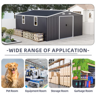 10x12 Ft Outdoor Steel Storage Shed with Dual Windows, Protective Coated Color Steel Panels & Spacious Utility Storage Design