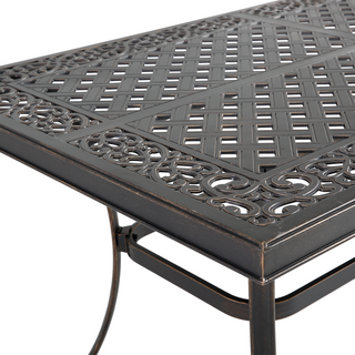 Antique Bronze Cast Aluminum Patio Dining Table with Umbrella Hole