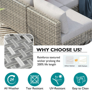 7-Piece Wicker Patio Conversation Set with Thick Cushions & Coffee Table | Outdoor Sectional Sofa for Backyard & Porch