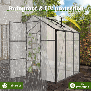 Walk-In Outdoor Polycarbonate Greenhouse with Aluminum Frame – Adjustable Vents, Lockable Door & UV Protection for Backyard
