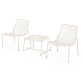 3-Piece Outdoor Patio Conversation Set, Iron Frame Bistro Set with 2 Mesh Chairs & Side Table