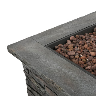 35" Square MGO Propane Fire Pit, 40,000 BTU Outdoor Gas Fire Table for Patio & Backyard