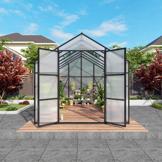 New-Design Walk-In Polycarbonate Greenhouse with Heavy-Duty Aluminum Frame – All-Season Garden & Backyard Greenhouse