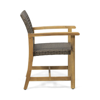 Two-Piece Wooden Rattan Dining Chair Set, Featuring A Weaving Technique