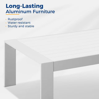 All-Weather Aluminum Outdoor Coffee Table, Modern Coffee Table for Outside, Rectangle Patio Coffee Table-White/Black