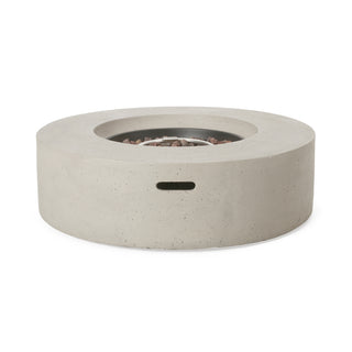 Outdoor 50,000 BTU Round MgO Concrete Propane Fire Pit, Light Gray/Dark Gray  (Tank Cover not Included)