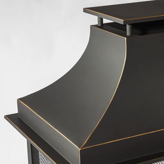 40" Wood Burning Fireplace, 50000 BTU Steel Fire Pit, Wood Burning Chimney for Outside Patio Deck Garden Backyard-Black