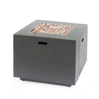 33" Outdoor Iron Square Propane Fire Pit, Tank Inside, Dark Gray - 50,000 BTU