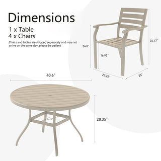 5-Piece Outdoor Patio Dining Set with 4 Stackable Metal Chairs & 40.6" Round Table for Lawn, Garden & Backyard