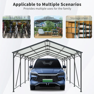 Mondawe Heavy-Duty Galvanized Steel Carport — Large Outdoor Garage for Cars, Trucks, Boats & Tractors