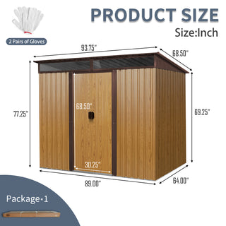 8X6 FT Outdoor Metal Storage Shed with Lockable Sliding Doors and Transparent Roof Panel, Perfect for Garden and Lawn Equipment