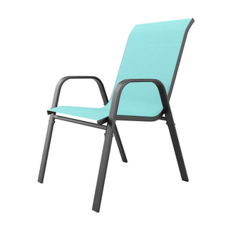 6-Piece Outdoor Patio Dining Chairs Set, Ergonomic Wide Seats, Waterproof Teslin Fabric & Rust-Resistant Metal Frame, 350 lbs Capacity