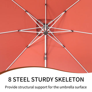 10 Ft Square Aluminum 360° Cantilever Patio Umbrella with Cover – Outdoor Yard Market Shade