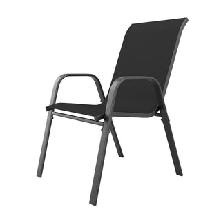 4-Piece Outdoor Patio Dining Chairs Set, Ergonomic Wide Seats with Lumbar Support, Waterproof Teslin Fabric & Rust-Resistant Metal Frame, 350 lbs Capacity