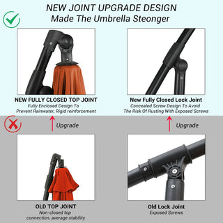 10FT Steel Cantilever Patio Umbrella with 2-Way Stop Crank, Offset Hanging Outdoor Umbrella for Patio, Pool, Deck & Garden