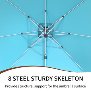10 Ft Square Aluminum 360° Cantilever Patio Umbrella with Cover – Outdoor Yard Market Shade