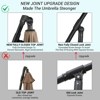 10FT Steel Cantilever Patio Umbrella with 2-Way Stop Crank, Offset Hanging Outdoor Umbrella for Patio, Pool, Deck & Garden