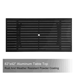82 Inch Weather Resistan Rectangle Aluminum Patio Dining Table with Umbrella Hole