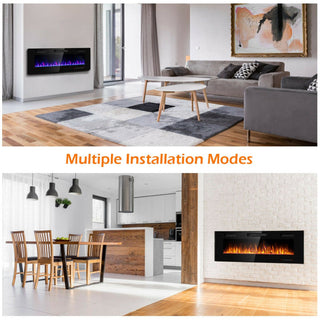 30/36/42/50/60-Inch Recessed Ultra Thin Electric Fireplace Heater with Glass Appearance