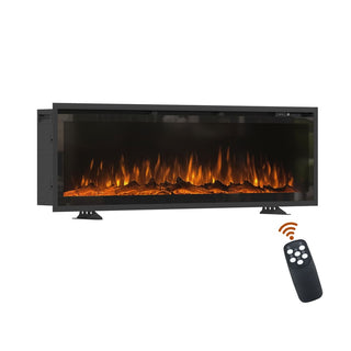 50/60/72-Inch Wall-Mounted & Recessed Electric Fireplace with Overheat Protection, Black