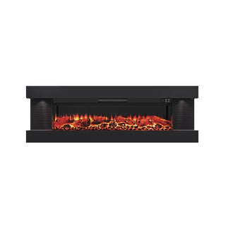 50"/60"/72" Wall-Mounted Electric Fireplace with Suspended LED Lighting, Modern Indoor Fireplace for Living Room
