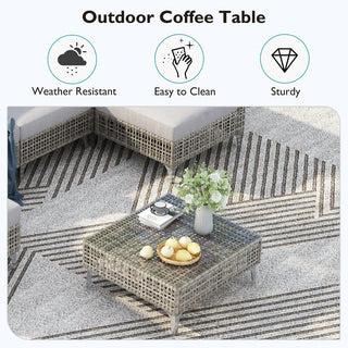 7-Piece Wicker Patio Conversation Set with Thick Cushions & Coffee Table | Outdoor Sectional Sofa for Backyard & Porch