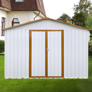 Mondawe 12ft x 10ft Metal Garden Storage Shed, Outdoor Tool Storage House with Double Doors and Air Vents