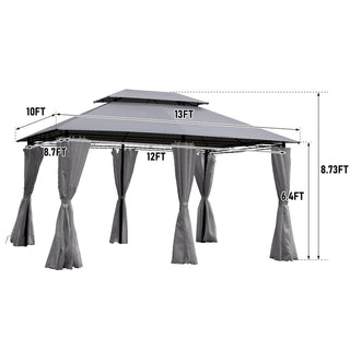13x10 Outdoor Patio Gazebo Canopy Tent with Ventilated Double Roof & Detachable Sidewalls