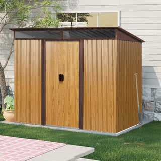 8X6 FT Outdoor Metal Storage Shed with Lockable Sliding Doors and Transparent Roof Panel, Perfect for Garden and Lawn Equipment
