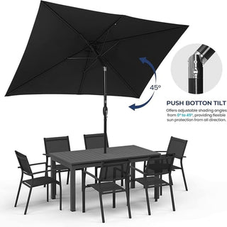 6.5X10 FT Rectangular Patio Umbrella with Crank, Tilt, Polyester UV-Resistant Without base