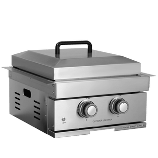 32-Inch Built-In Outdoor Kitchen LPG Gas Grill, 60,000 BTU Stainless Steel 4-Burner with Infrared Rear Burner, Drawer & Door Combo, Ice Box & BBQ Tool Set