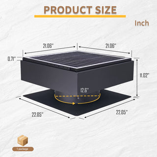 12-Inch Solar Attic Exhaust Fan, 40W Dual-Power Ventilator with 1200 CFM, 3-Speed Remote & 25°C Auto Start