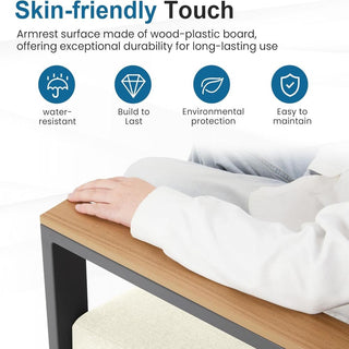 2-Piece 3-Seat Outdoor Sofa Couch Set, 75" All-Weather 3-Seat Aluminum Patio Sofa with Thick Beige Cushions & 44" Glass Coffee Table