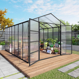 New-Design Walk-In Polycarbonate Greenhouse with Heavy-Duty Aluminum Frame – All-Season Garden & Backyard Greenhouse