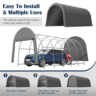 Heavy Duty Anti-Snow 10x20/12x20 FT Carport, Commercial Grade Steel Frame Portable Garage Canopy with Vented Waterproof Roof for Car/Boat/RV Storage