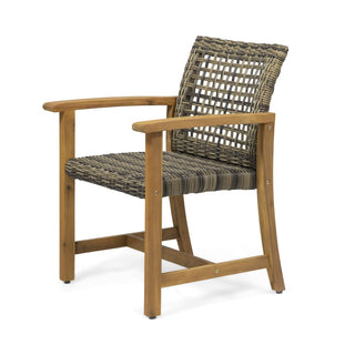 Two-Piece Wooden Rattan Dining Chair Set, Featuring A Weaving Technique